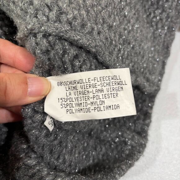 Louis Feraud Wool Cardigan Gray Chunky Knit Women 4 Academia Old Money Cabincore - Picture 6 of 11